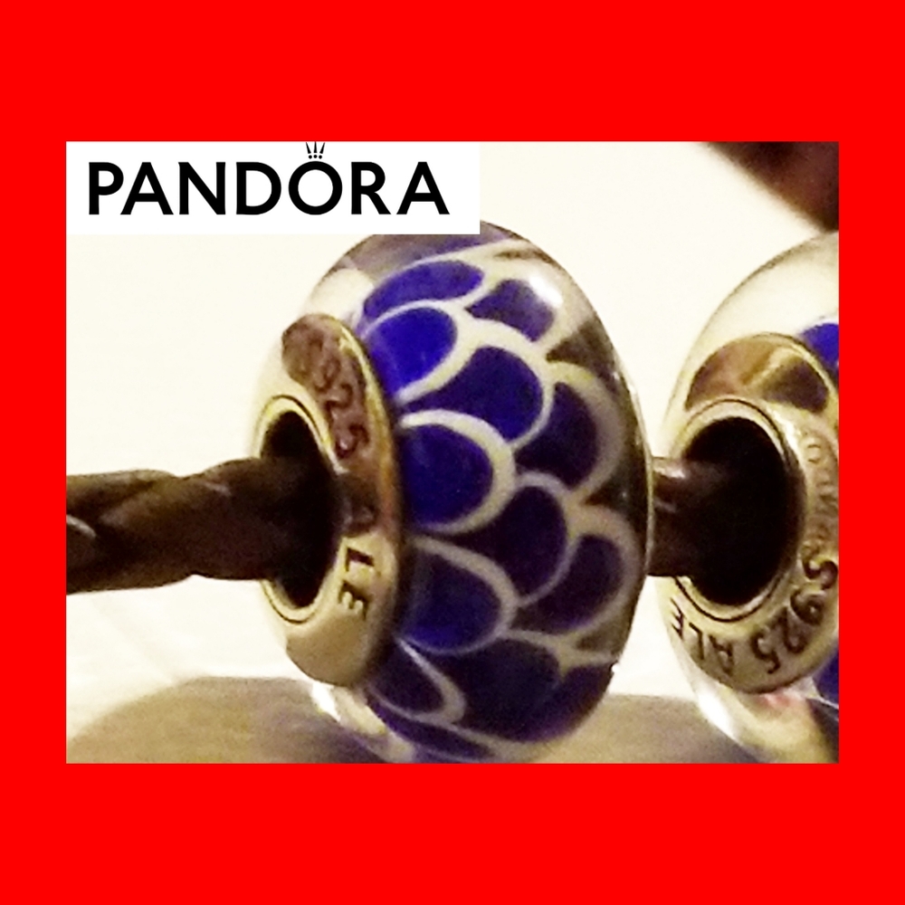 PANDORA X 2 ROYAL BLUE S ALE 925 GLASS BEAD
